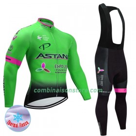 Maillot Cyclisme Hiver + Collant à Bretelles 2017 Astana Pro Team N002